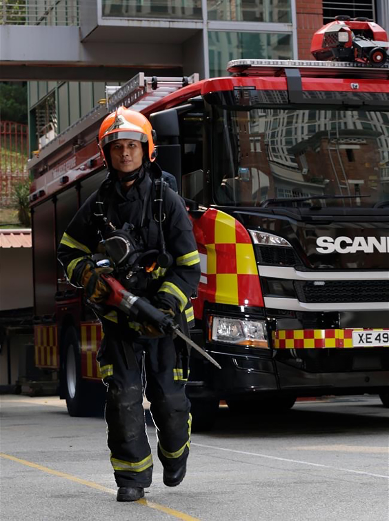 SGT1 (NS) Muhammad Zainal Abidin, a fire and rescue specialist at SCDF’s Civil Defence Auxiliary Unit.