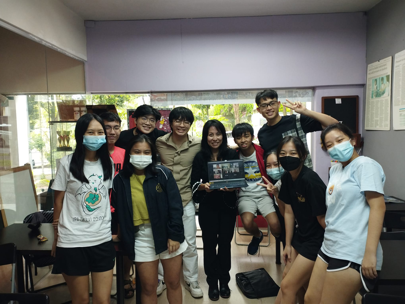 Cleophina Chan with students from BlackBox Learning Centre