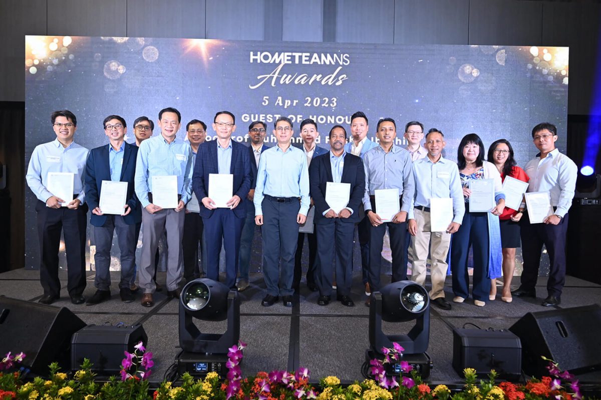 Associate Professor Muhammad Faishal Ibrahim, President of HomeTeamNS, graced the HomeTeamNS Award Ceremony at HomeTeamNS Bedok Reservoir on 5 April 2023.