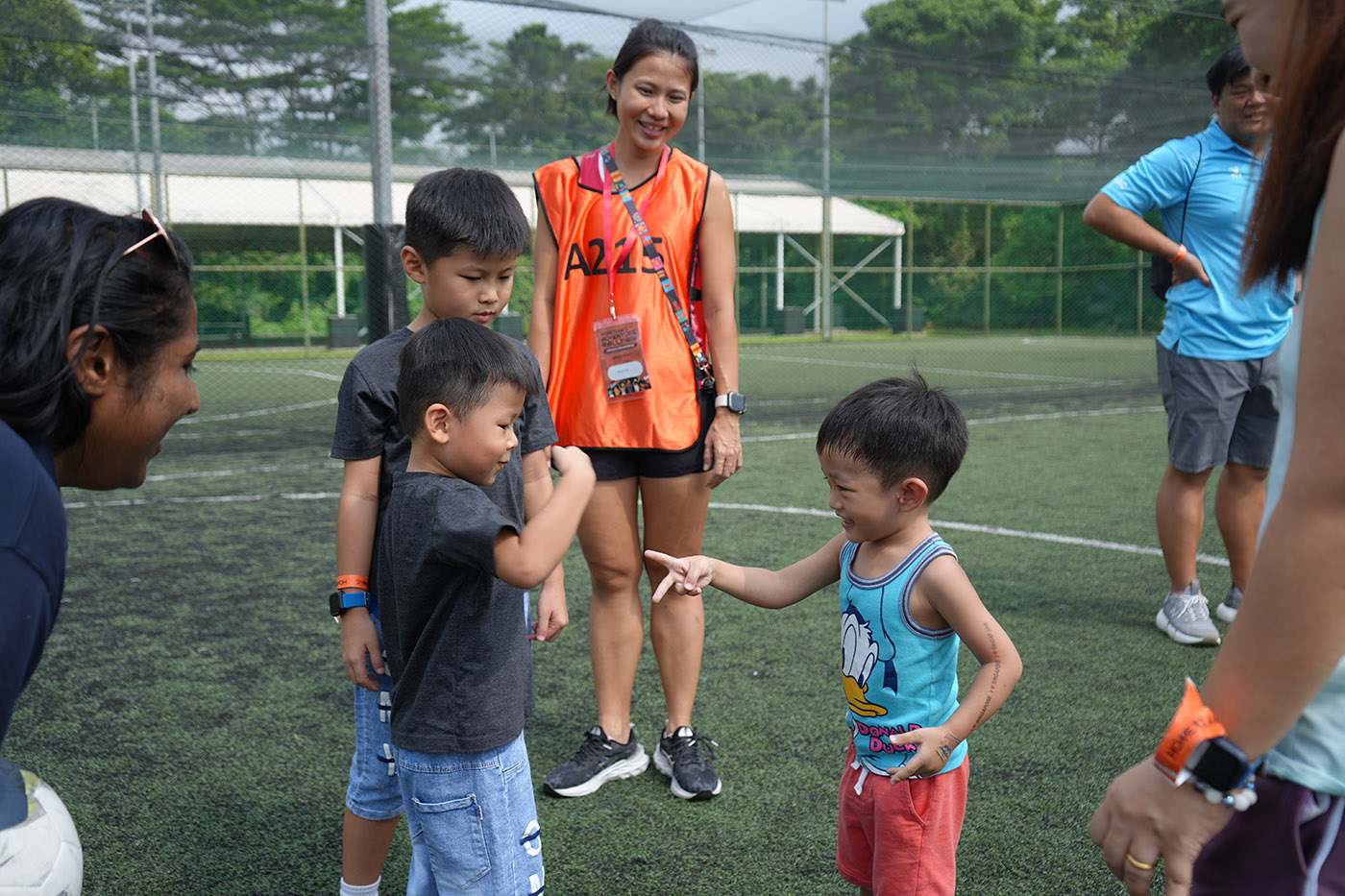 Young participants having fun with a challenge.