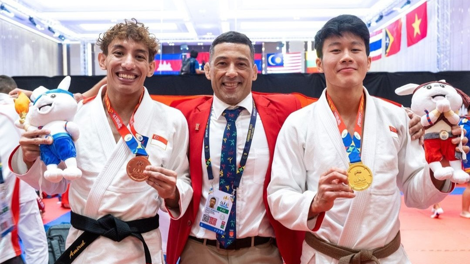 Noah Lim (pictured on the right) won SEA Games gold in 2019, 2021, and 2023; he narrowly missed the jiu-jitsu bronze in the 2023 Asian Games.