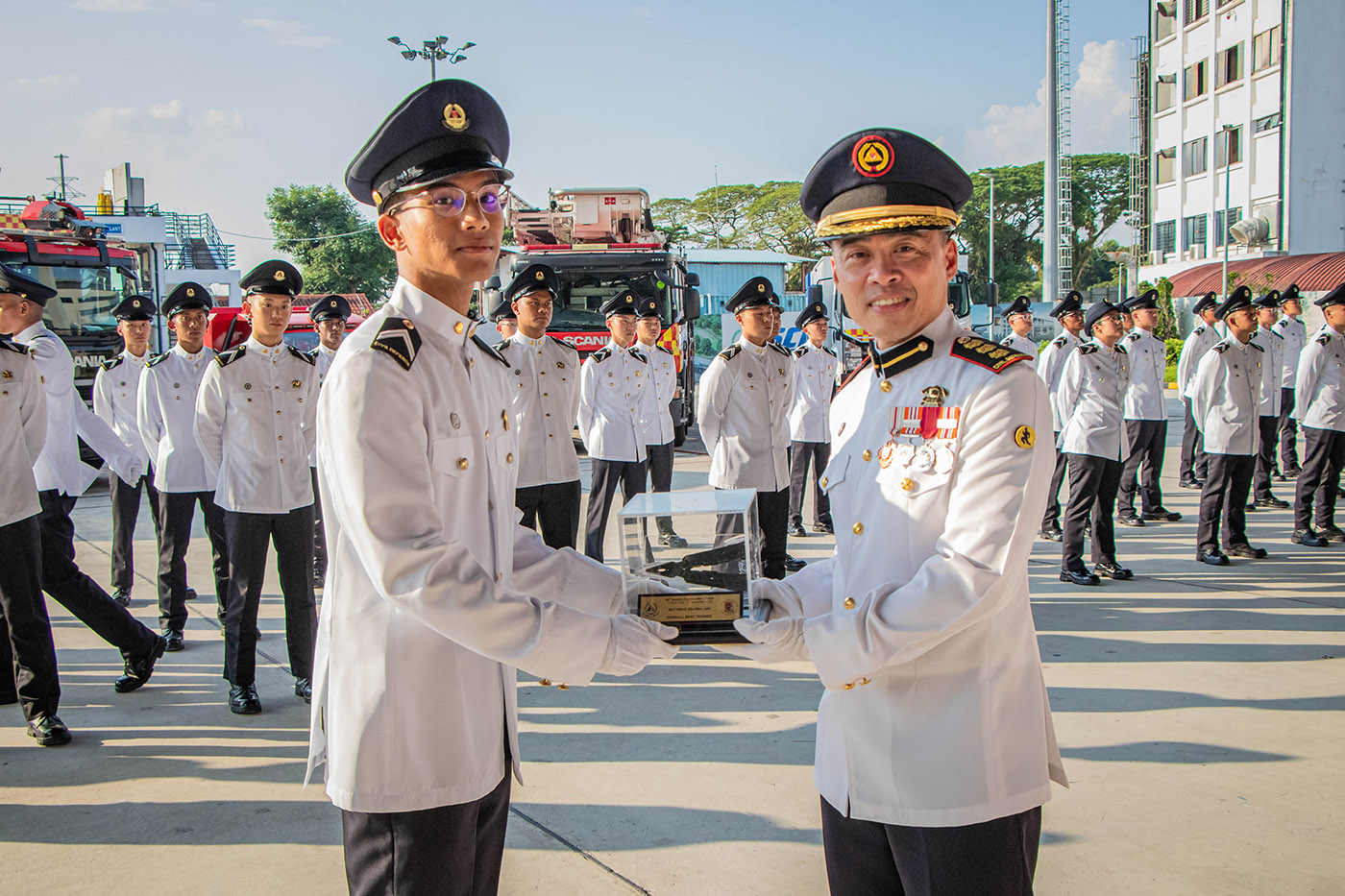At his Section Commander Course (SCC) Passing Out Parade, Nikhil (left) stands ready to take on greater responsibilities.