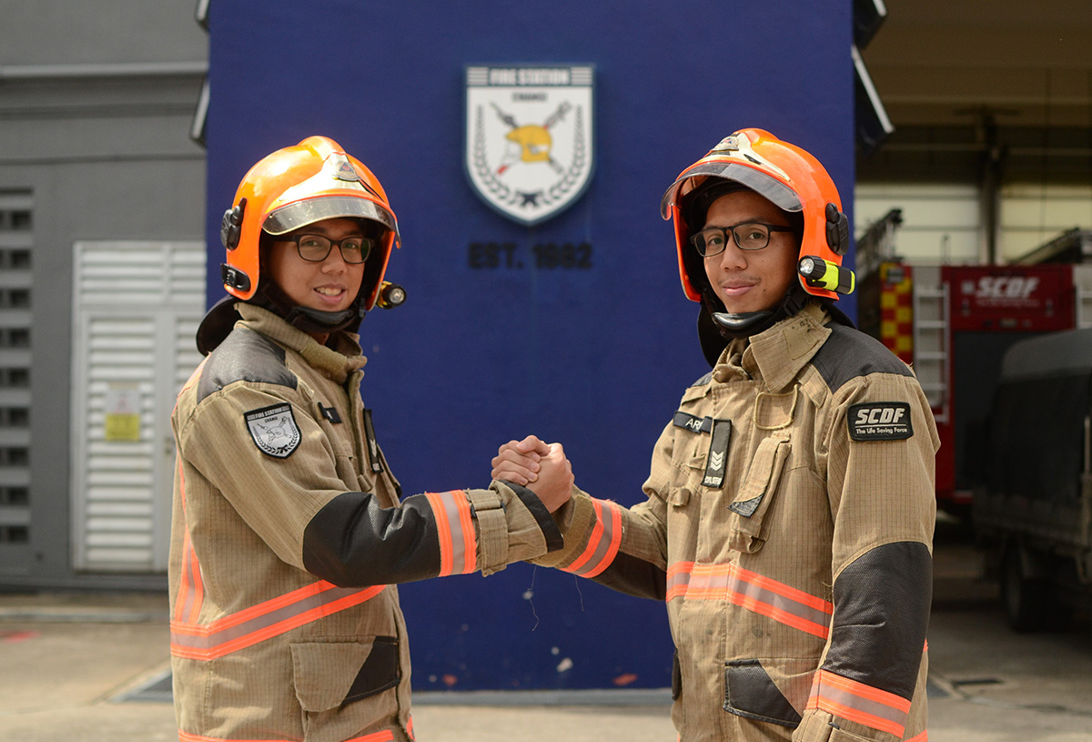 For Irfan (left) and Arfan, the most rewarding part of their NS in SCDF is making a difference in people’s lives, and being able to share this journey together makes it even more meaningful.
