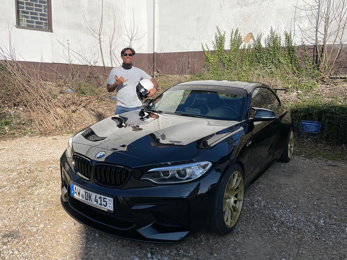Track day at Germany’s Nürburgring in March 2022, where Jahan took the F87 M2 — the same model he drives back home — for a spin.