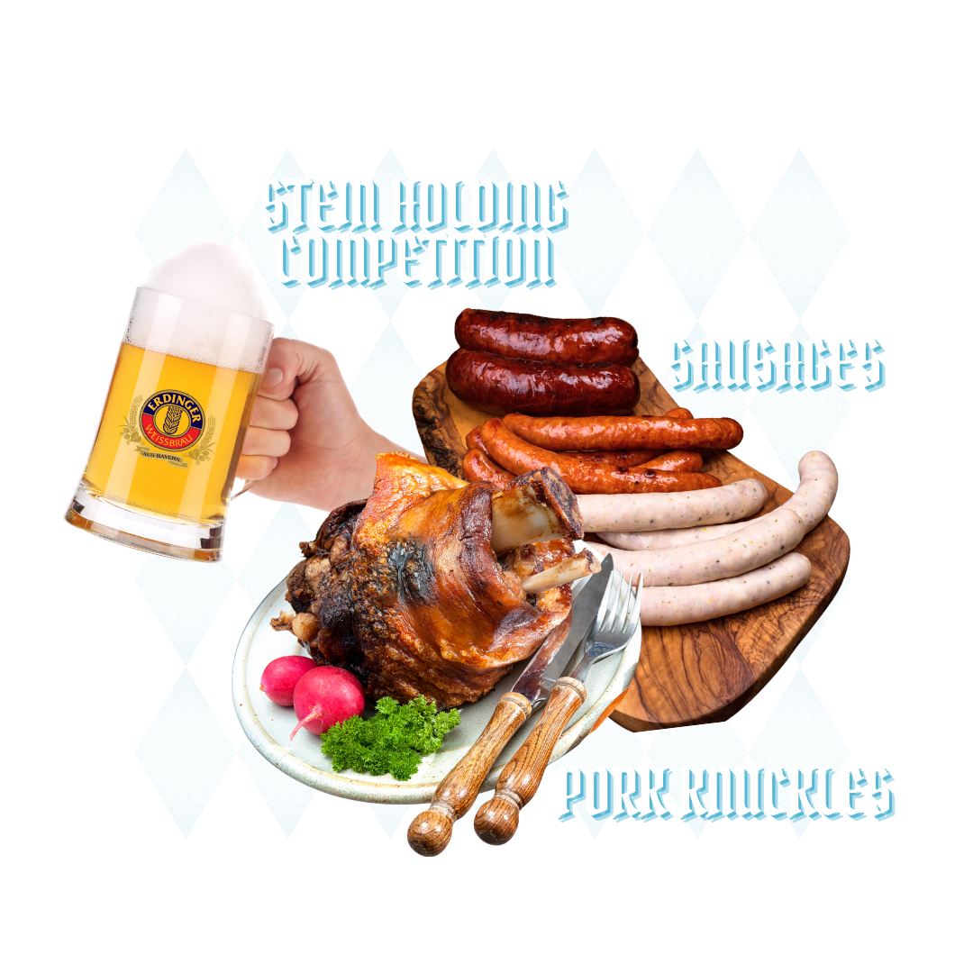 Oktober Fest Singapore 2025 highlights including Stein Holding Competition, German sausages, and pork knuckles.