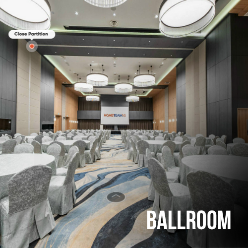 East Villa Corporate Sales 34 Spacious ballroom at HomeTeamNS Bedok Reservoir set up for a corporate event with banquet-style seating.