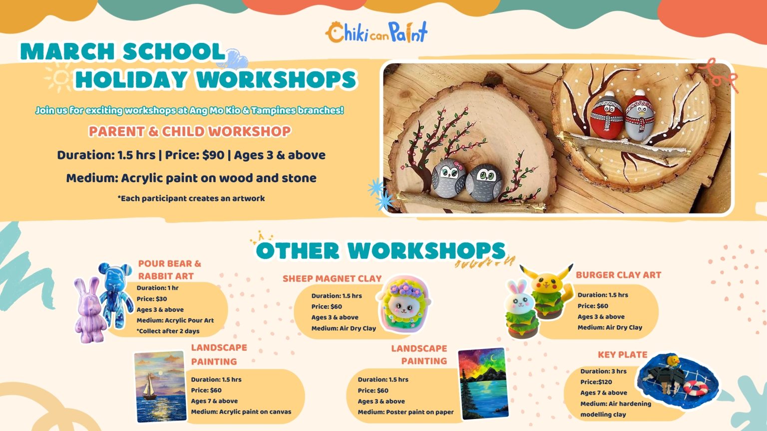 Chiki can Paint Art School March 2026 Holiday Workshops HomeTeams