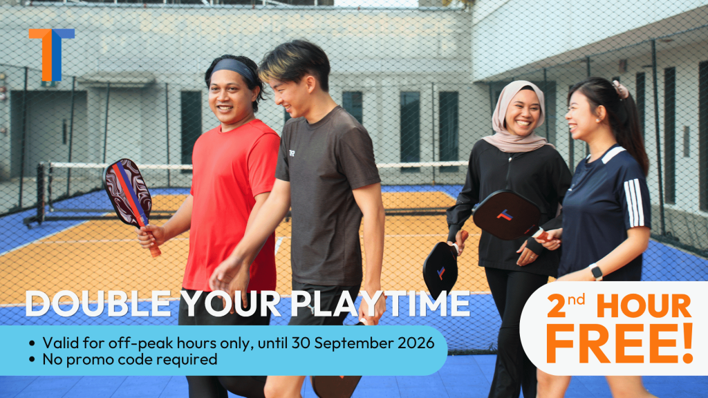 Play the second hour for FREE at HomeTeamNS Khatib pickleball court